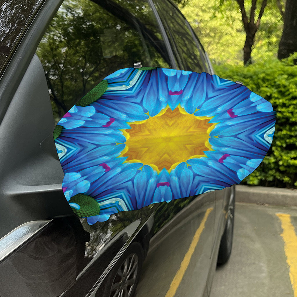 Blue And Pink Flowers Kaleidoscope Print Car Side Mirror Covers