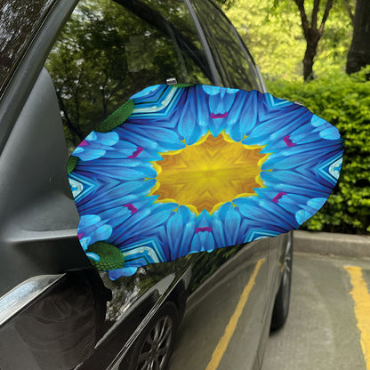 Blue And Pink Flowers Kaleidoscope Print Car Side Mirror Covers