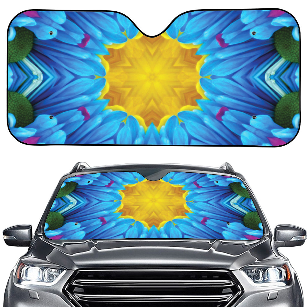 Blue And Pink Flowers Kaleidoscope Print Car Windshield Sun Shade