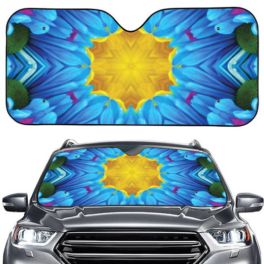 Blue And Pink Flowers Kaleidoscope Print Car Windshield Sun Shade