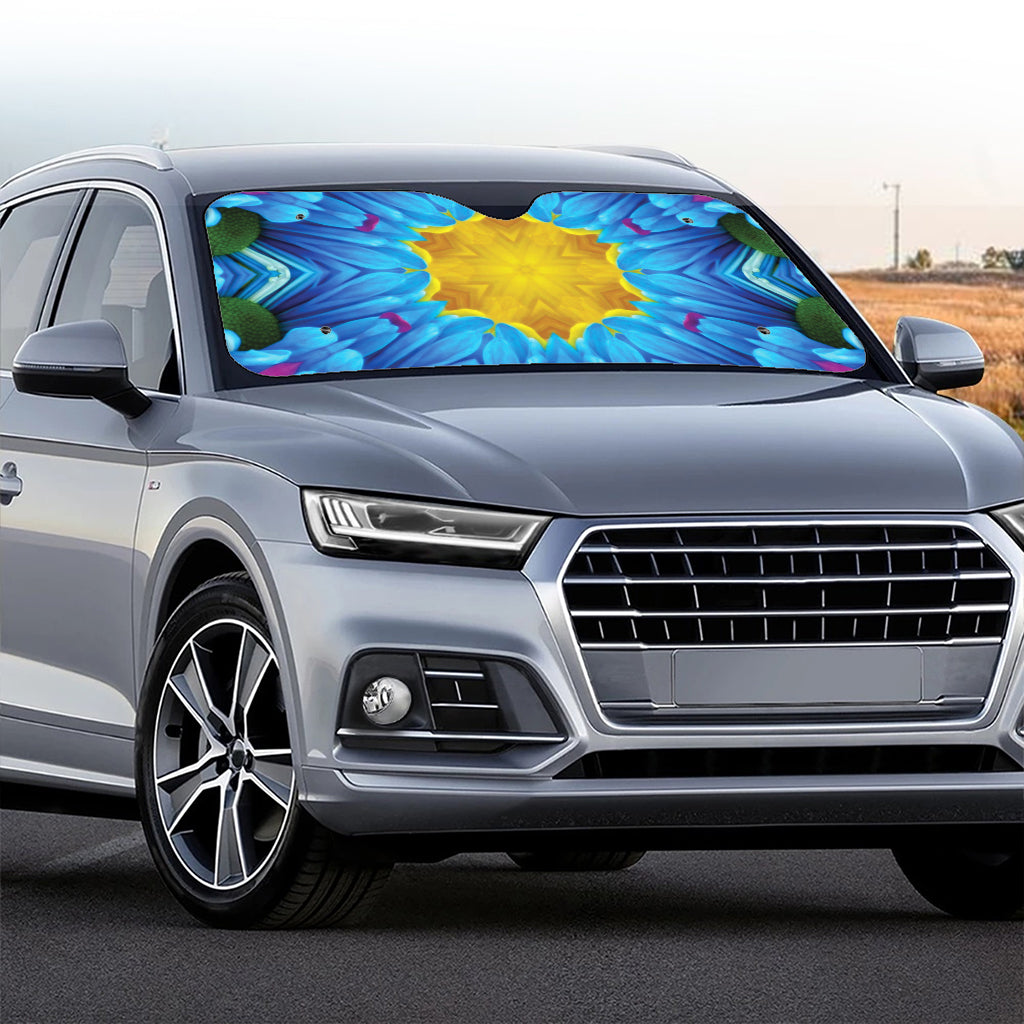 Blue And Pink Flowers Kaleidoscope Print Car Windshield Sun Shade