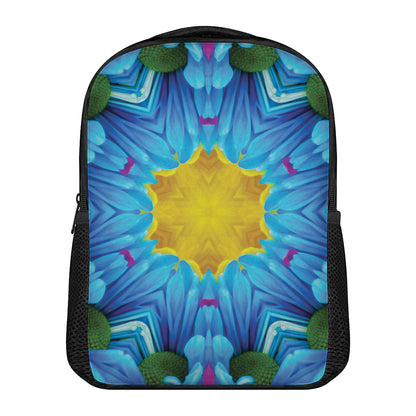 Blue And Pink Flowers Kaleidoscope Print Casual Backpack