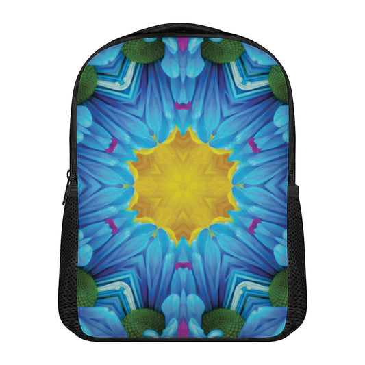 Blue And Pink Flowers Kaleidoscope Print Casual Backpack