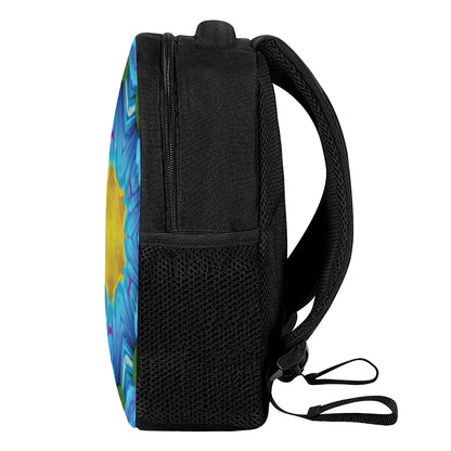 Blue And Pink Flowers Kaleidoscope Print Casual Backpack