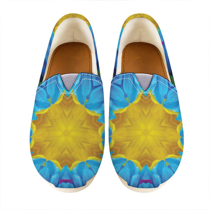 Blue And Pink Flowers Kaleidoscope Print Casual Shoes
