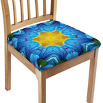 Blue And Pink Flowers Kaleidoscope Print Chair Cushion Cover