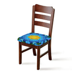 Blue And Pink Flowers Kaleidoscope Print Chair Cushion Cover