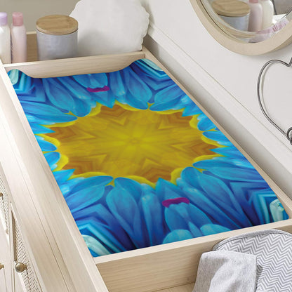 Blue And Pink Flowers Kaleidoscope Print Changing Pad Cover