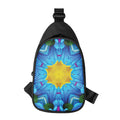 Blue And Pink Flowers Kaleidoscope Print Sling Bag