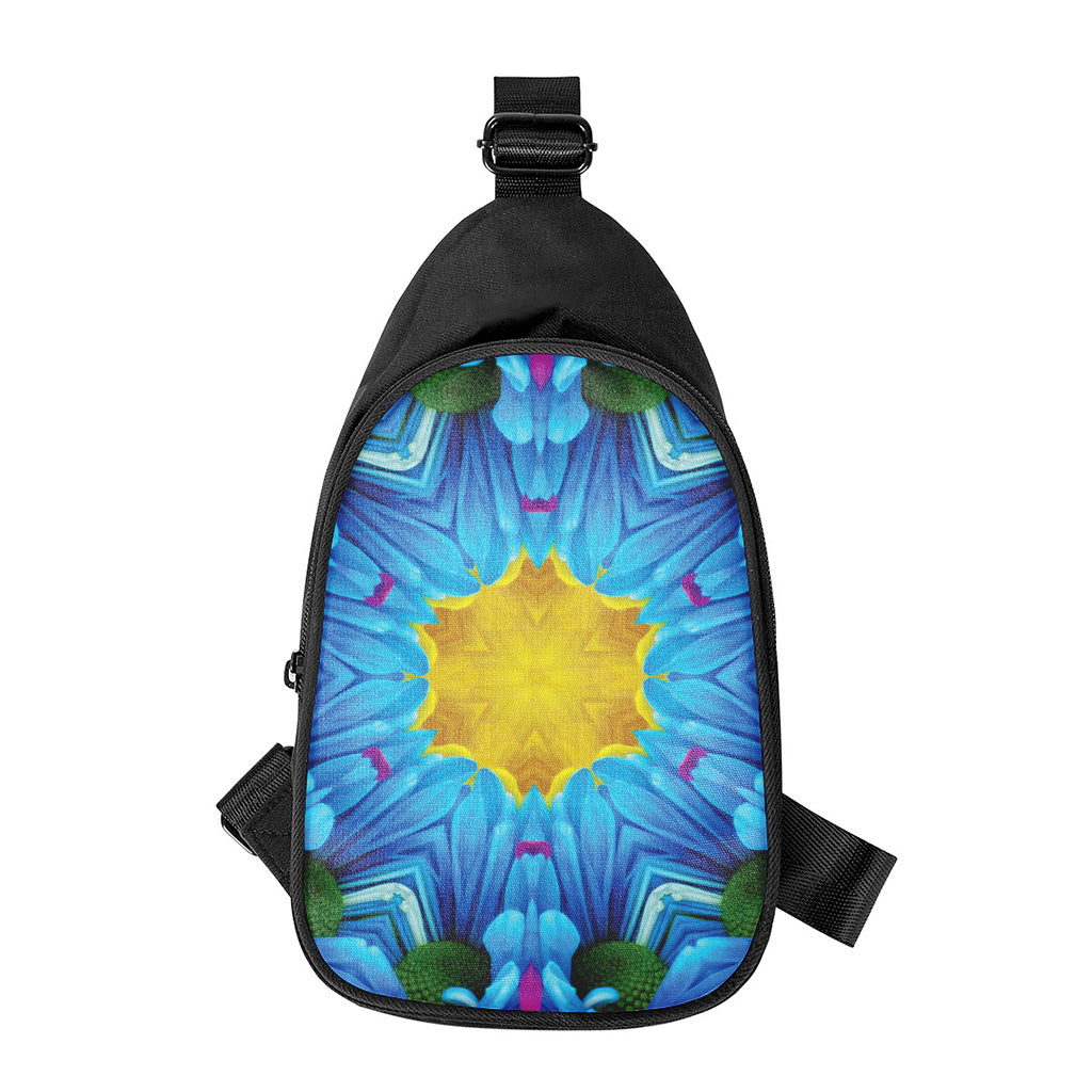 Blue And Pink Flowers Kaleidoscope Print Chest Bag