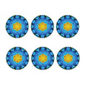 Blue And Pink Flowers Kaleidoscope Print Coaster Set
