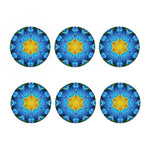 Blue And Pink Flowers Kaleidoscope Print Coaster Set