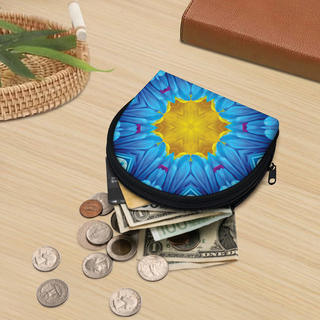 Blue And Pink Flowers Kaleidoscope Print Coin Purse
