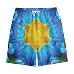 Blue And Pink Flowers Kaleidoscope Print Cotton Shorts