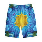 Blue And Pink Flowers Kaleidoscope Print Cotton Shorts