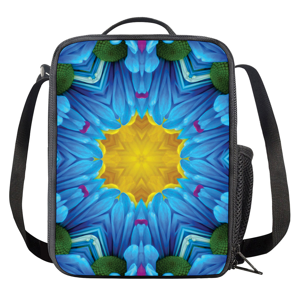 Blue And Pink Flowers Kaleidoscope Print Crossbody Lunch Bag