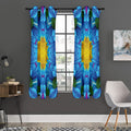 Blue And Pink Flowers Kaleidoscope Print Grommet Curtain Panels