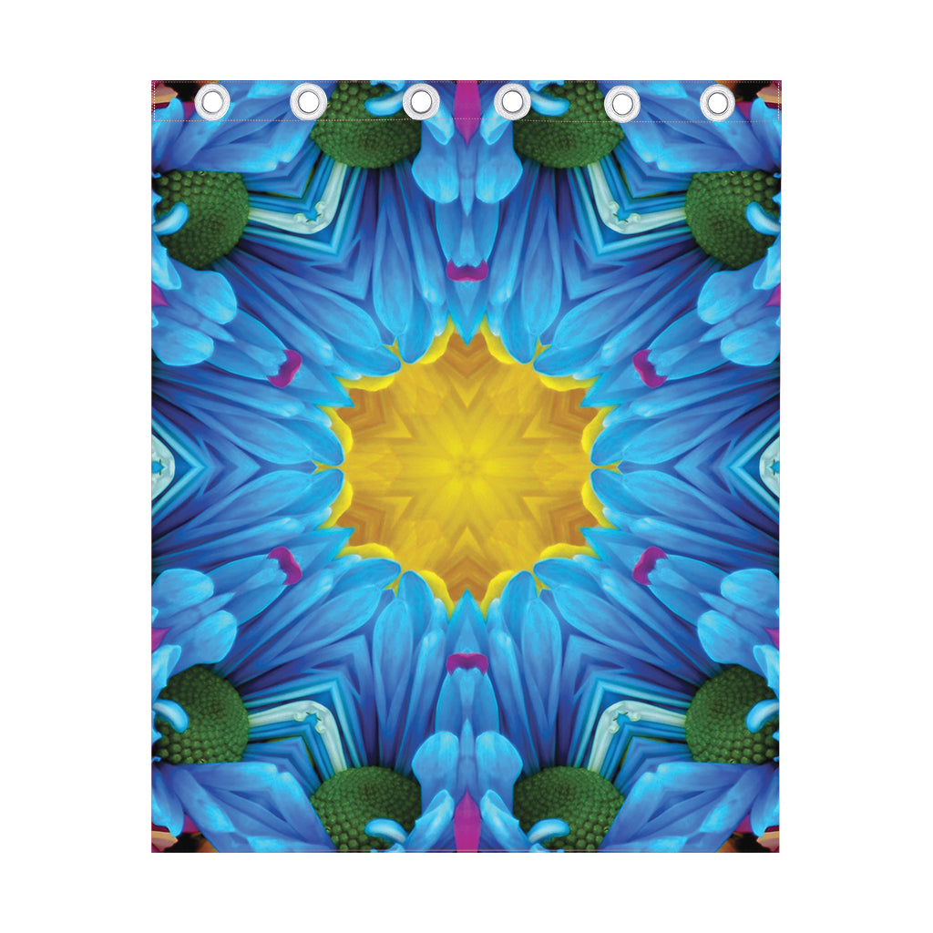 Blue And Pink Flowers Kaleidoscope Print Curtain