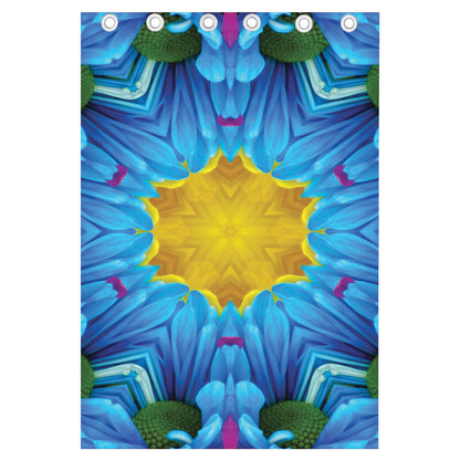 Blue And Pink Flowers Kaleidoscope Print Curtain
