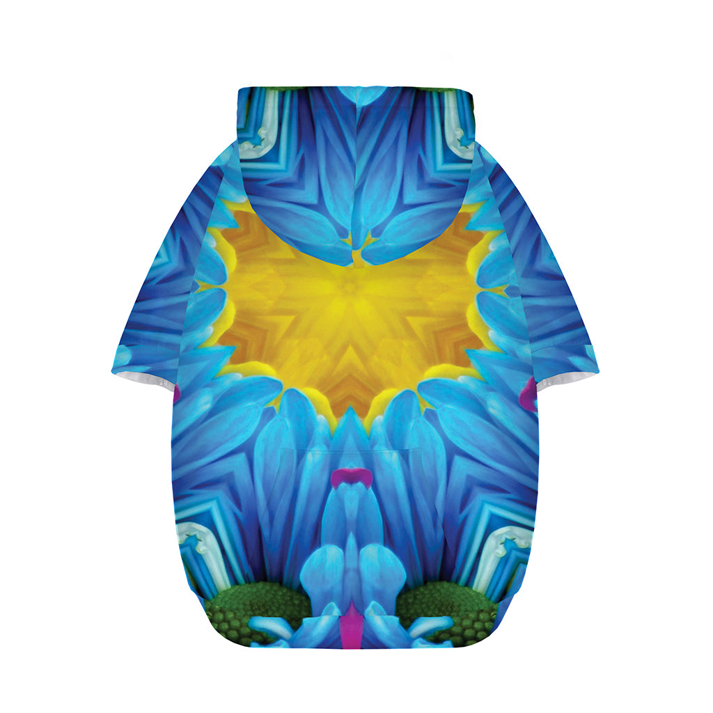 Blue And Pink Flowers Kaleidoscope Print Dog Zip Up Hoodie
