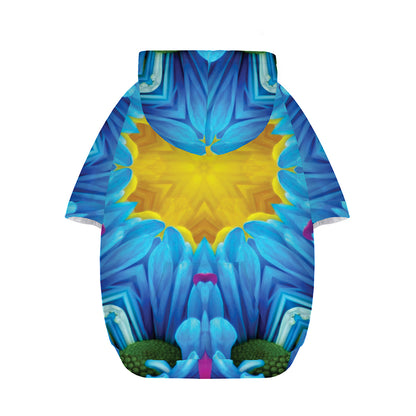 Blue And Pink Flowers Kaleidoscope Print Dog Zip Up Hoodie