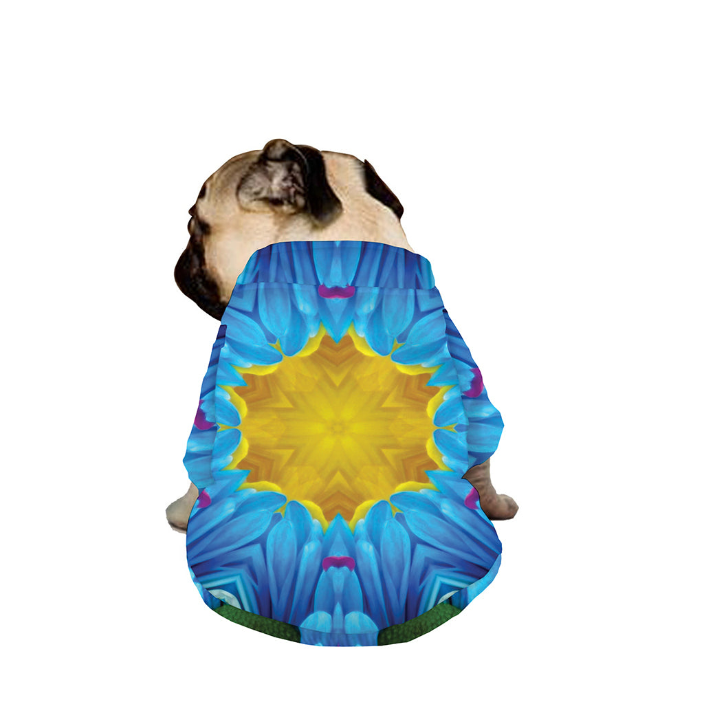 Blue And Pink Flowers Kaleidoscope Print Dog Zip Up Jacket