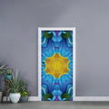 Blue And Pink Flowers Kaleidoscope Print Door Sticker