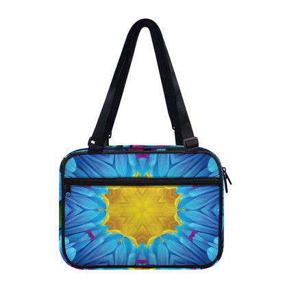 Blue And Pink Flowers Kaleidoscope Print Double Strap Bible Bag