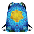 Blue And Pink Flowers Kaleidoscope Print Drawstring Backpack