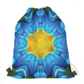 Blue And Pink Flowers Kaleidoscope Print Drawstring Bag