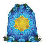 Blue And Pink Flowers Kaleidoscope Print Drawstring Bag