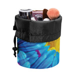 Blue And Pink Flowers Kaleidoscope Print Drawstring Makeup Bag