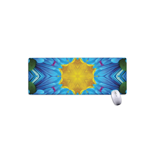 Blue And Pink Flowers Kaleidoscope Print Extended Mouse Pad