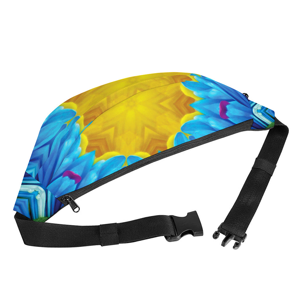 Blue And Pink Flowers Kaleidoscope Print Fanny Pack