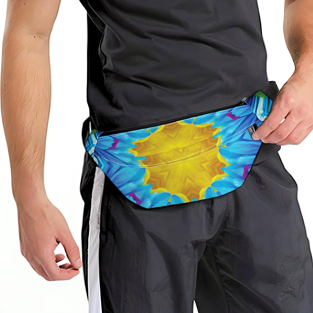 Blue And Pink Flowers Kaleidoscope Print Fanny Pack