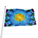 Blue And Pink Flowers Kaleidoscope Print Flag