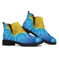 Blue And Pink Flowers Kaleidoscope Print Flat Ankle Boots