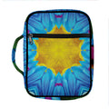 Blue And Pink Flowers Kaleidoscope Print Front Pocket Bible Bag