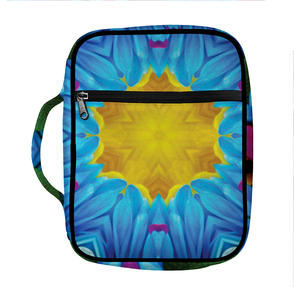 Blue And Pink Flowers Kaleidoscope Print Front Pocket Bible Bag