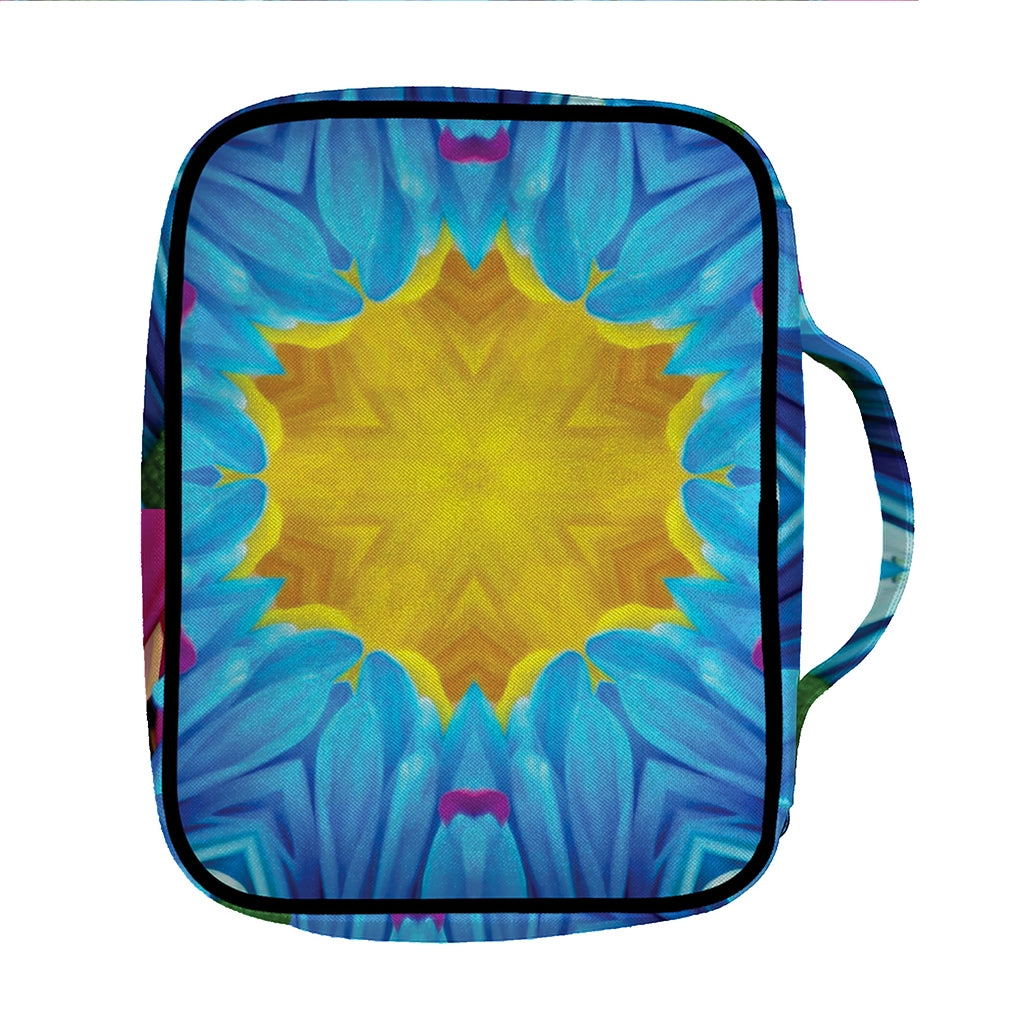 Blue And Pink Flowers Kaleidoscope Print Front Pocket Bible Bag