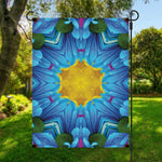 Blue And Pink Flowers Kaleidoscope Print Garden Flag