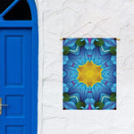 Blue And Pink Flowers Kaleidoscope Print Garden Flag
