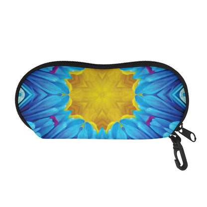 Blue And Pink Flowers Kaleidoscope Print Glasses Case