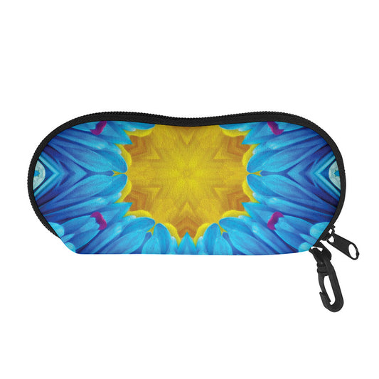 Blue And Pink Flowers Kaleidoscope Print Glasses Case