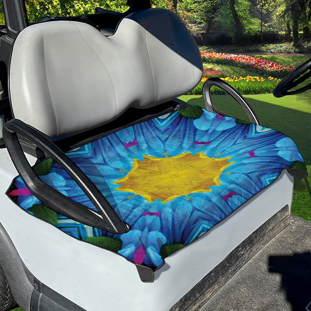 Blue And Pink Flowers Kaleidoscope Print Golf Cart Seat Cover