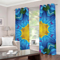 Blue And Pink Flowers Kaleidoscope Print Grommet Curtains