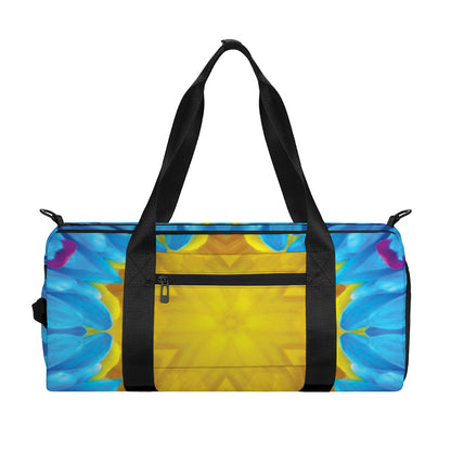 Blue And Pink Flowers Kaleidoscope Print Gym Bag