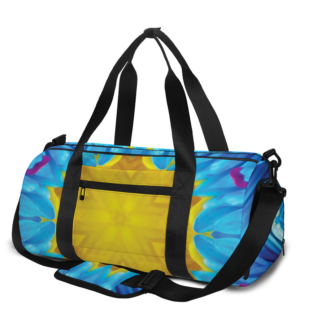 Blue And Pink Flowers Kaleidoscope Print Gym Bag