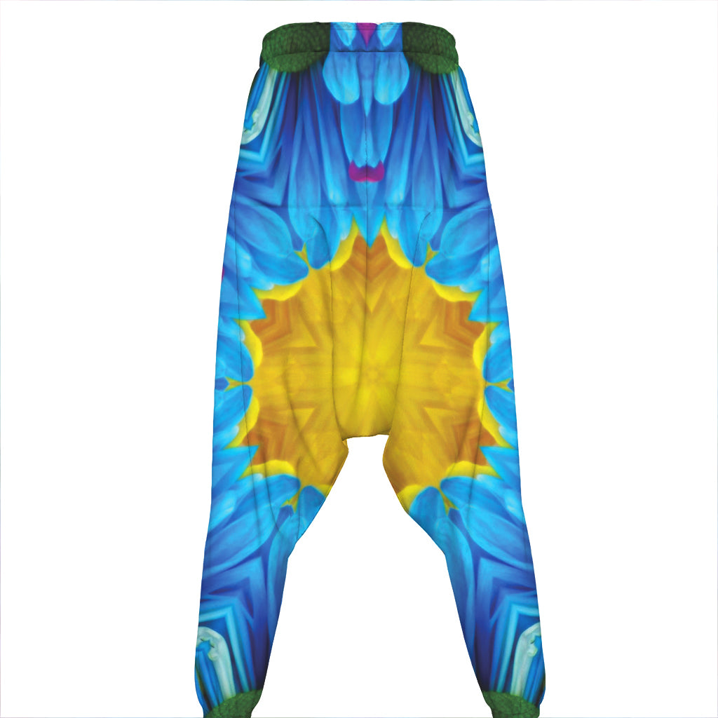 Blue And Pink Flowers Kaleidoscope Print Hammer Pants