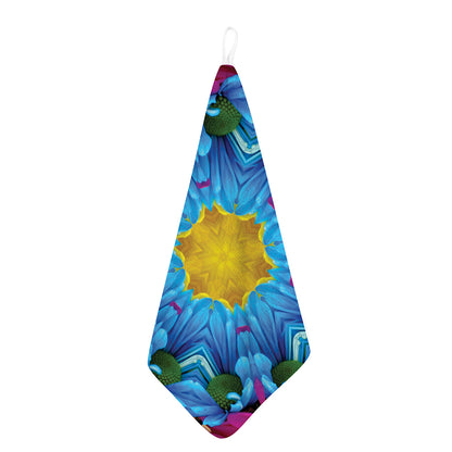 Blue And Pink Flowers Kaleidoscope Print Hand Towel